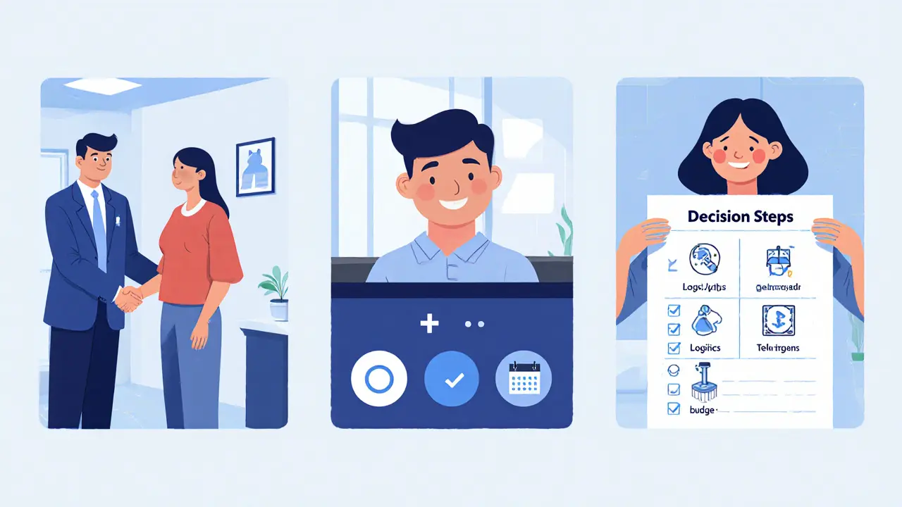 Hybridní terapie: setkání v kanceláři, video sezení, checklist rozhodovacích kroků.