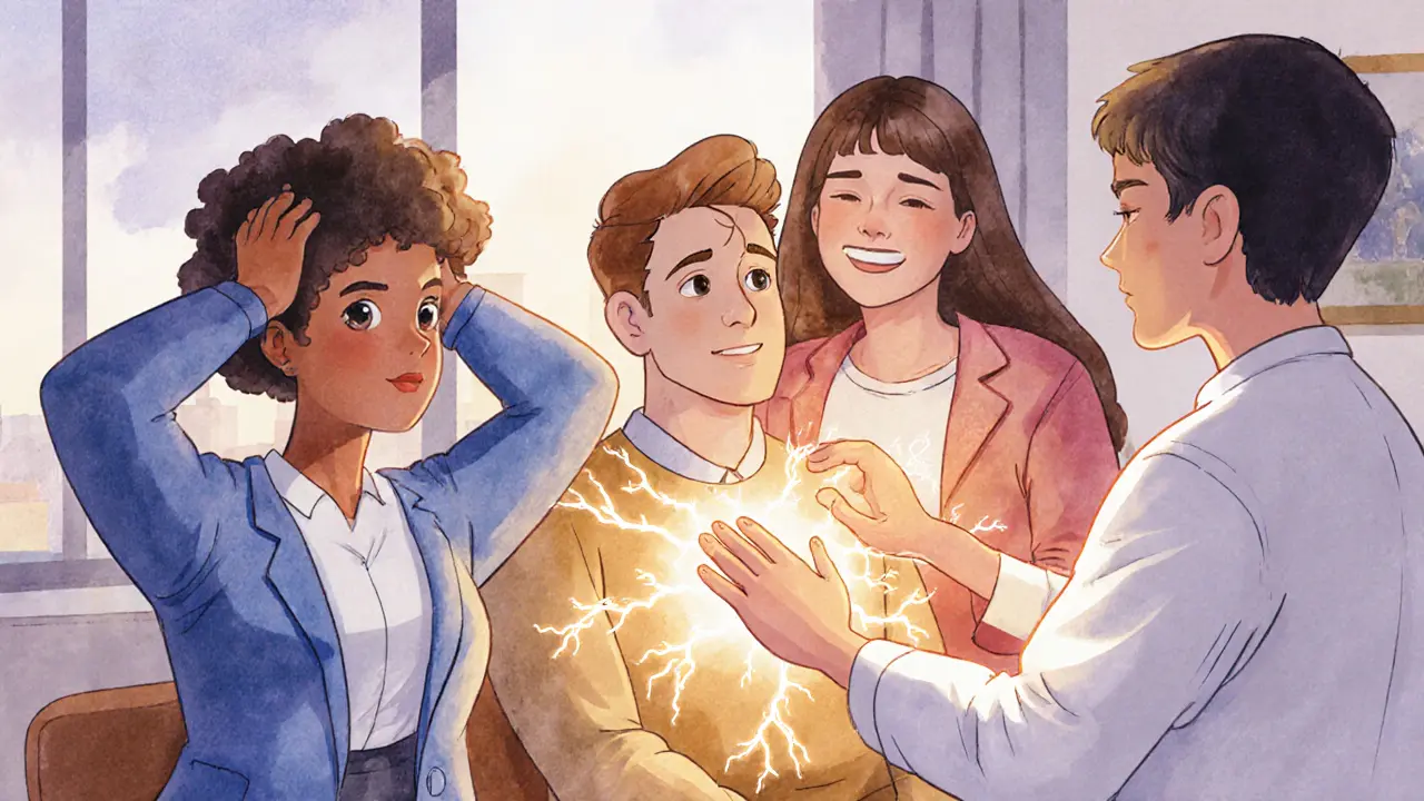 Tělesně orientovaná terapie, kde emocí jsou viditelné jako napětí v těle klienta.