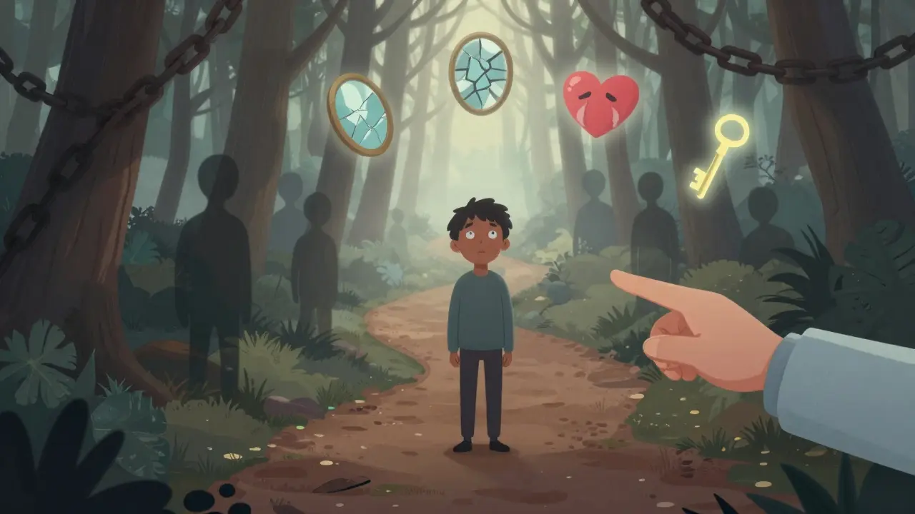 Člověk na cestě k poznání sebe sama, kde vznikají emocionální symboly.