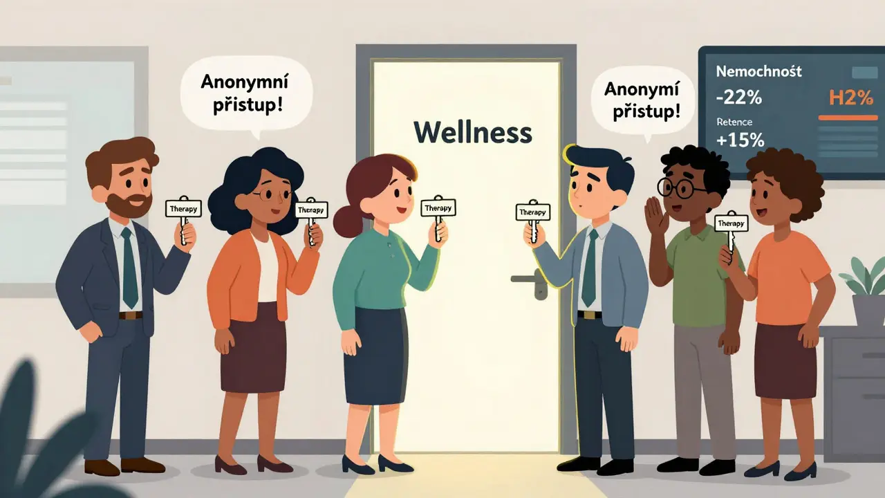 Pracovníci otevírají dveře k duševnímu zdraví s klíči, bez přítomnosti HR.