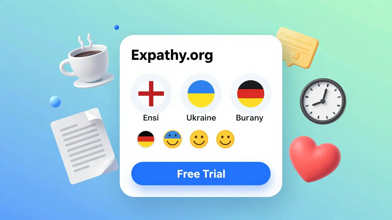 Uživatelské rozhraní online terapie s možností výběru jazyka a kulturního přizpůsobení.