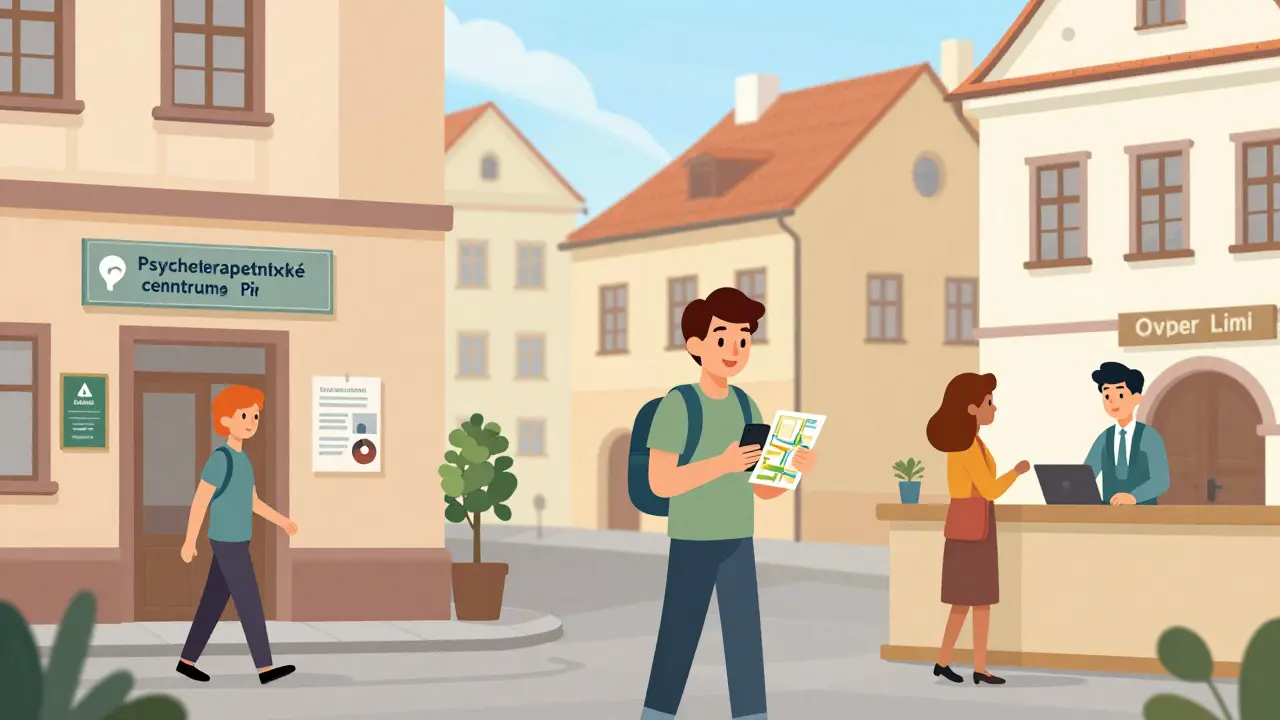 Různí lidé v českých městech hledají bezplatné psychoterapeutické konzultace.