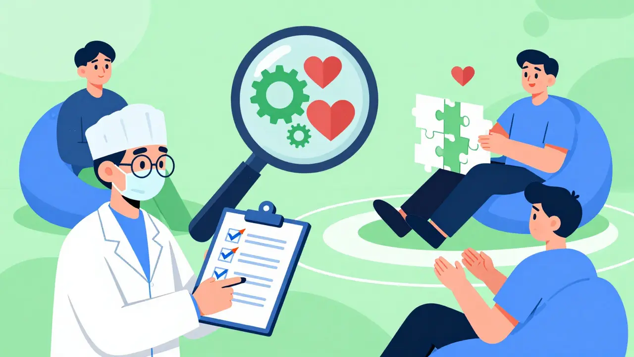 Konceptuální kresba poradenství jako chirurgie a facilitace