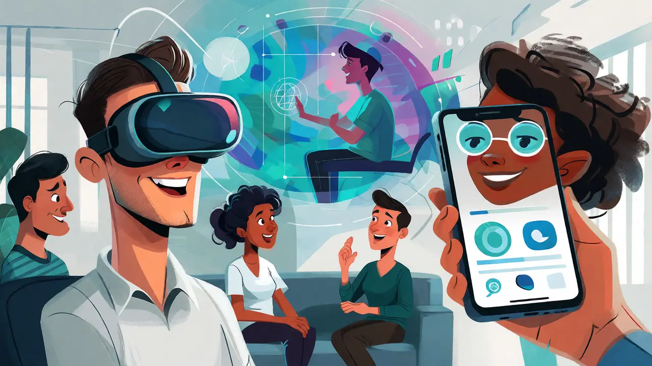 Lidé využívající VR a mobilní aplikace pro léčbu úzkosti