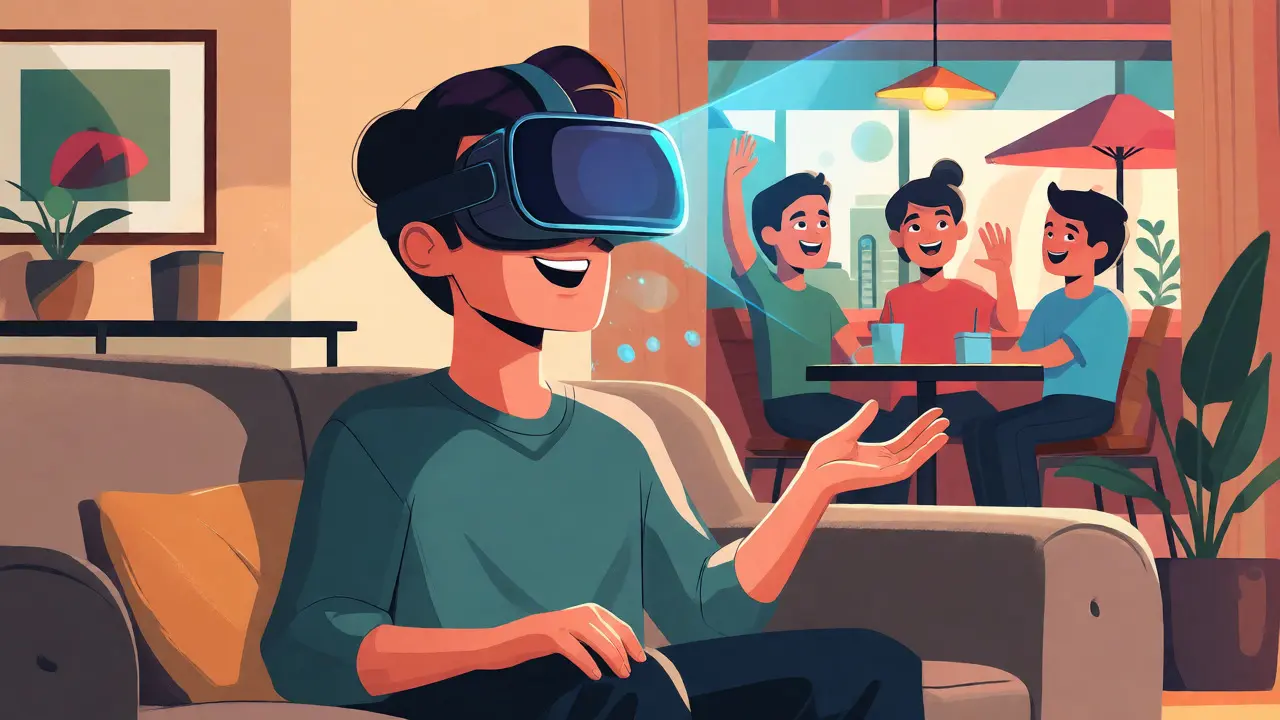 Osoba trénuje sociální interakce pomocí virtuální reality